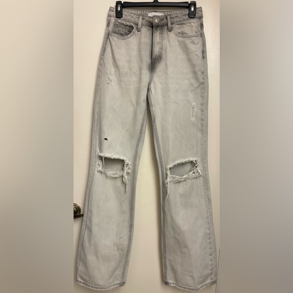 VERVET BY FLYING MONKEY Denim - Vervet Leslie Grey/Whitewash Grunge 90's Vintage Flare Jeans